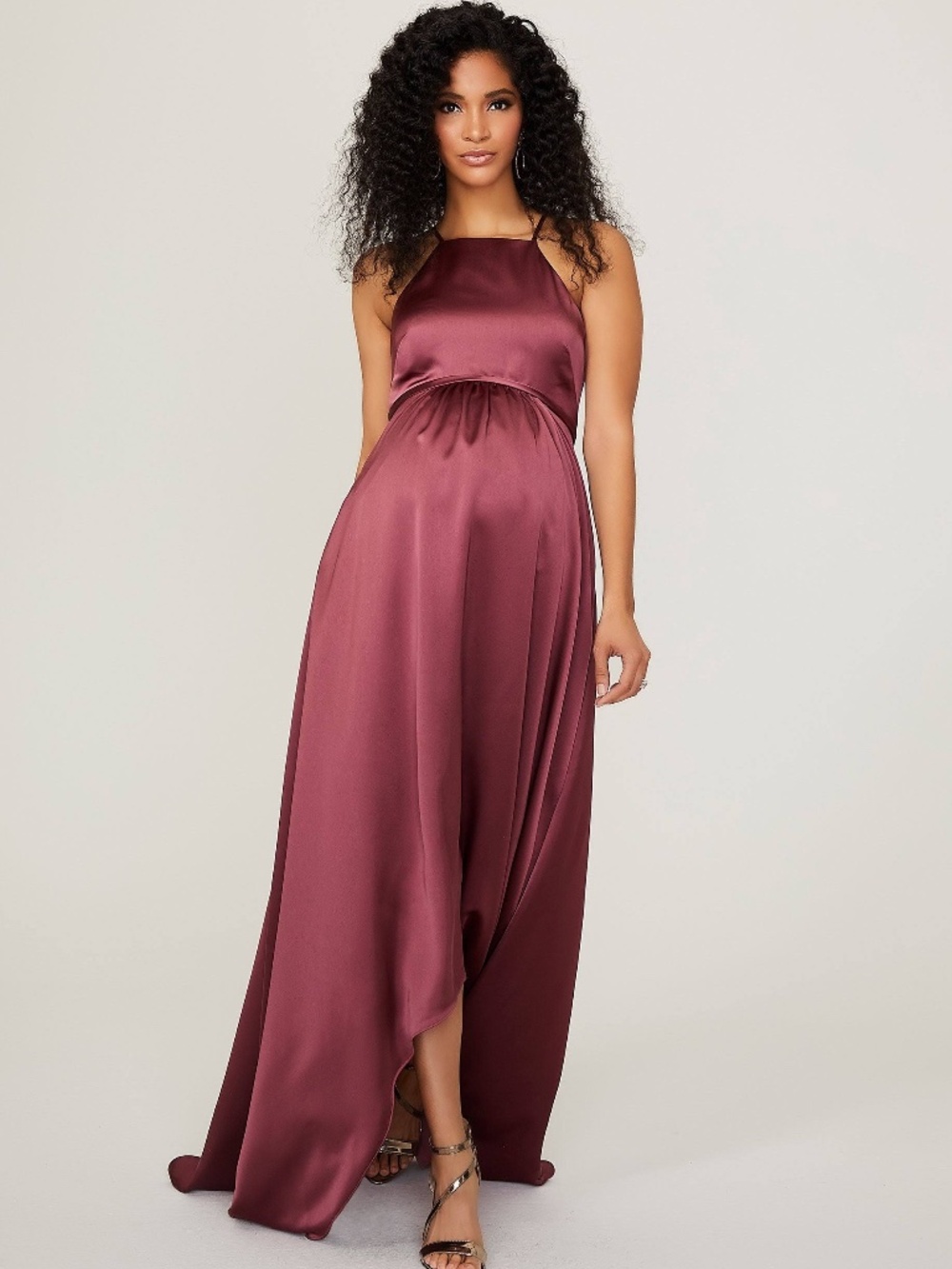 NWT MORI LEE MATERNITY SATIN GOWN ROSEWOOD SIZE 18M
